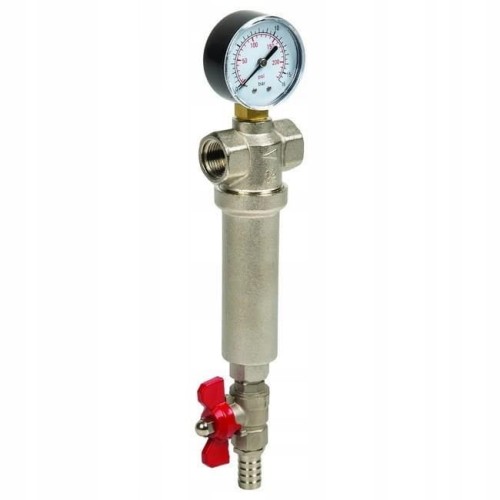 Filtr osadnikowy samoczyszczacy przyłącza 3/4''gw z manometrem AQUAFILTER