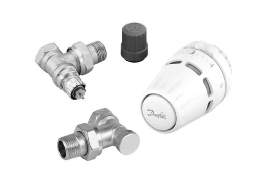 DANFOSS ZESTAW KĄTOWY Z GŁOWICĄ REGUS + ZAWÓR RA-N I ODCINAJĄCY RLV-S