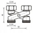 Zawór podłączeniowy Krzyżowy 3/4 cala HERZ